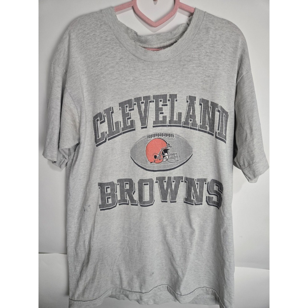 Vintage 90s Cleveland Browns T-shirt Single Stitch NFL Fruit Of The Loom Heather
